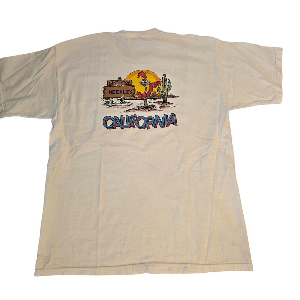 Vintage Desert California‎ Tourist Souvenir Pocket Tee White Large Made in USA